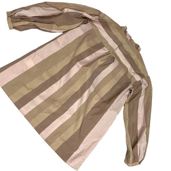 Rachel Zoe Blouse Striped Tassel Tie Front Top Brown Tan Cream Women's‎ 2 Shirt - Picture 14 of 14